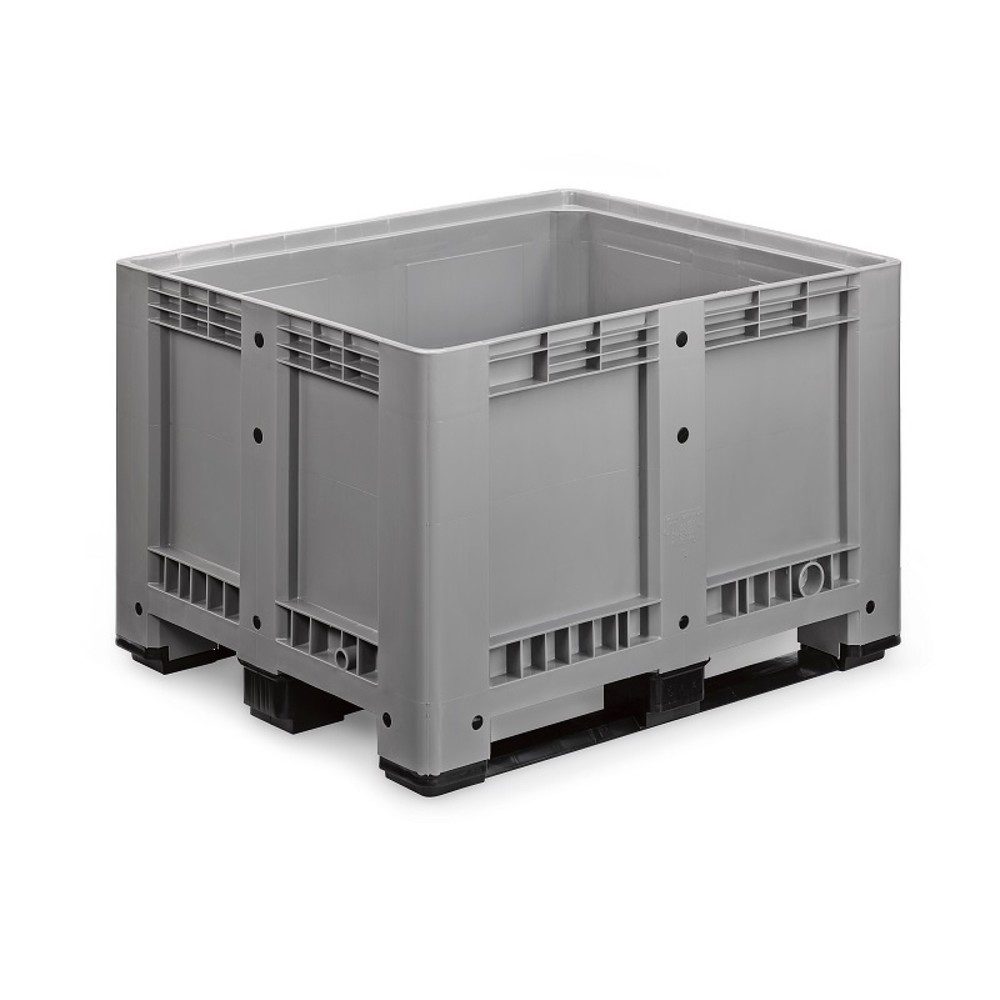 Palettenbox L, grau, 1200x1000x780 mm, geschlossen, mit 3 Kufen