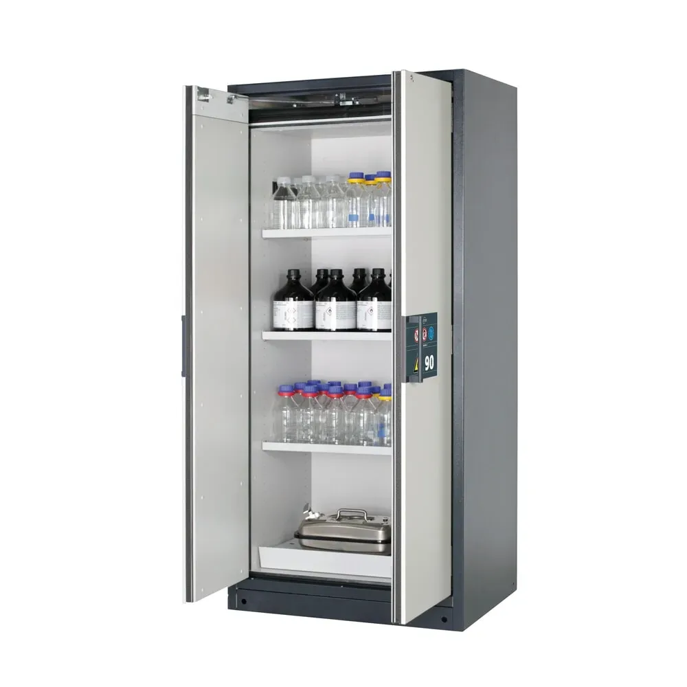 asecos® Brandschutzschrank Q-PEGASUS/Typ 90, 3 Fachböden, HxBxT 1.953 x 893 x 615 mm, lichtgrau