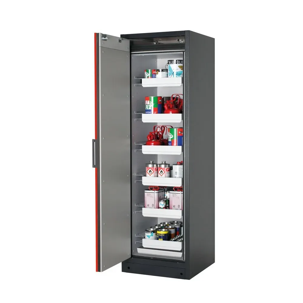 asecos® Brandschutzschrank Q-PEGASUS/Typ 90, 6 Auszugswannen, HxBxT 1.953 x 599 x 615 mm, verkehrsrot