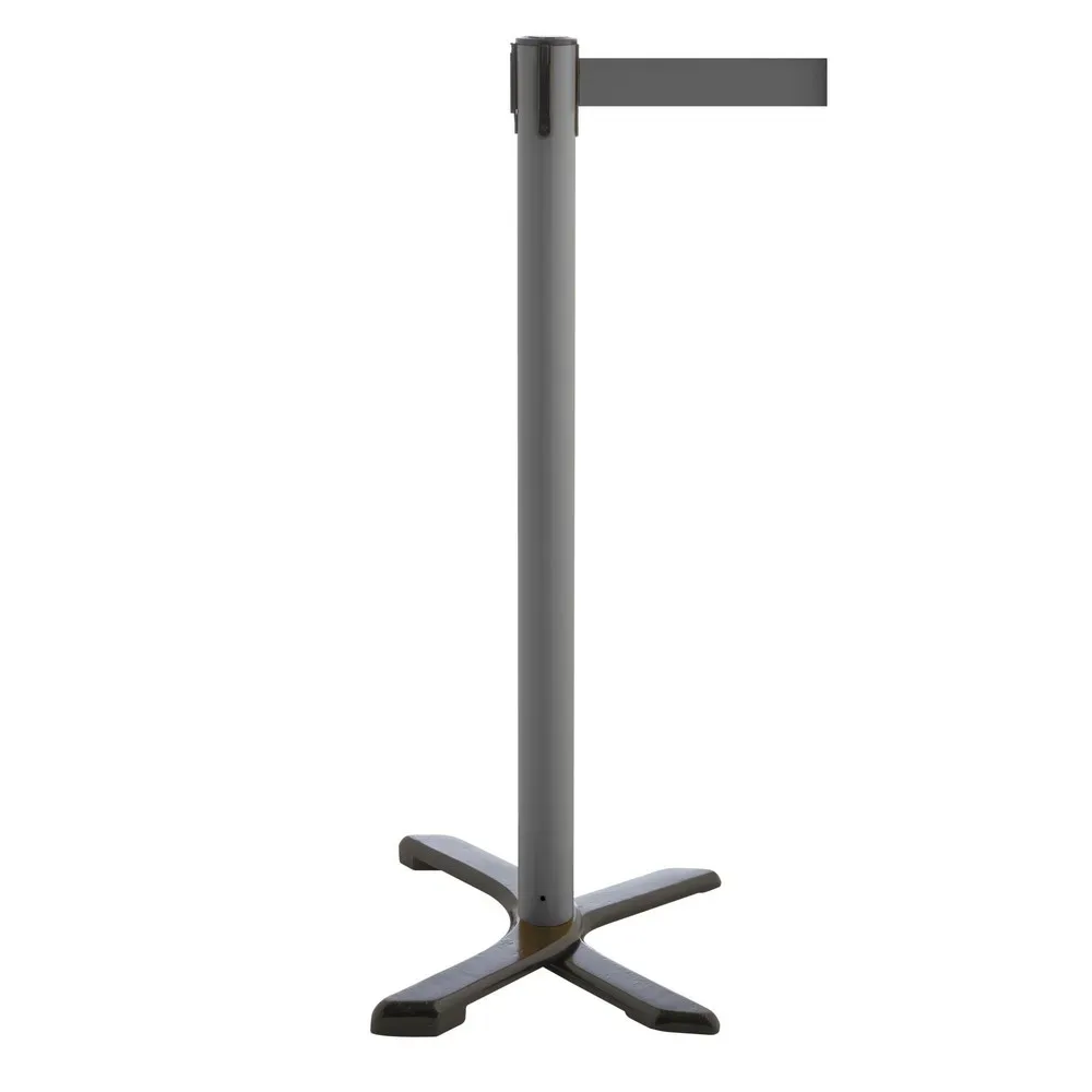 RS-GUIDESYSTEMS® Absperrpfosten Kreuzfuss, Gurtlänge 4 m, anthrazit, grau