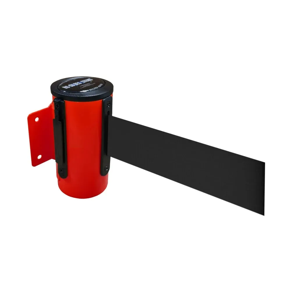 RS-GUIDESYSTEMS® Wandgurt-Kassette aus Metall, pulverbeschichtet, Auszugslänge 2,3 m, rot, schwarz
