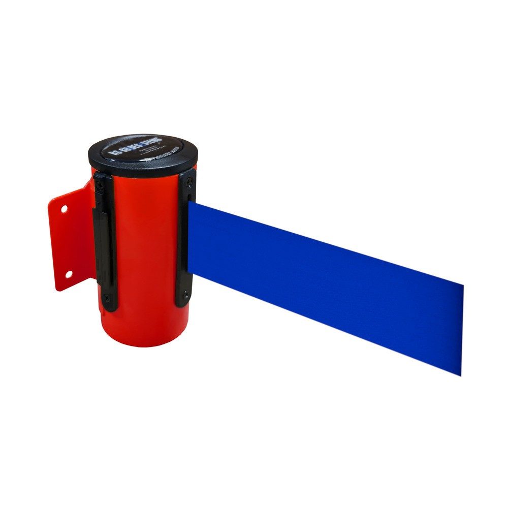 RS-GUIDESYSTEMS® Wandgurt-Kassette aus Metall, pulverbeschichtet, Auszugslänge 2,3 m, rot, blau