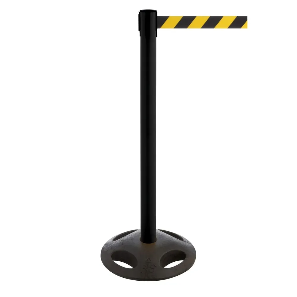 Absperrpfosten RS-Guidesystems GLA 25,  schwarz, Gurt gelb/schwarz, 2 Stück