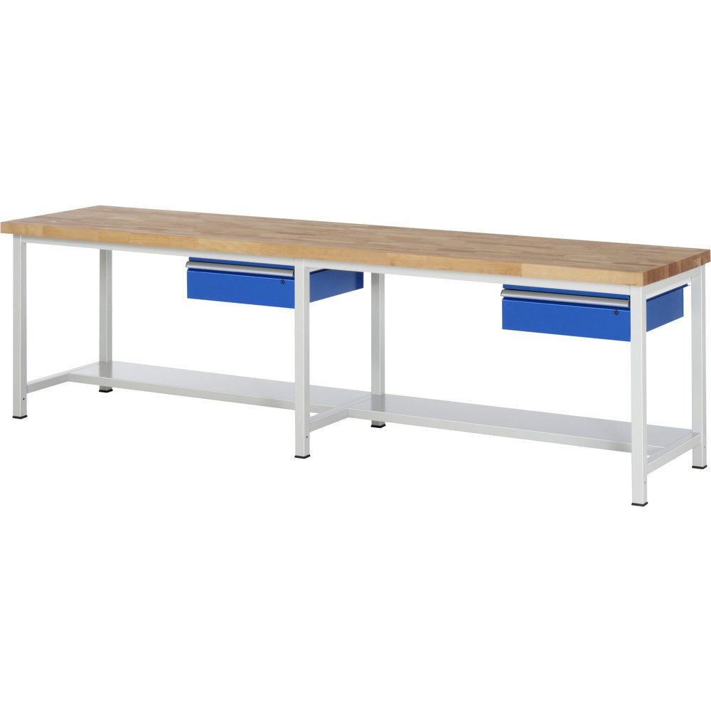 RAU Werkbank Serie 8000, HxBxT 840 x 3.000 x 700 mm, 2 Schubladen, 1 Ablageboden Tiefe 320 mm