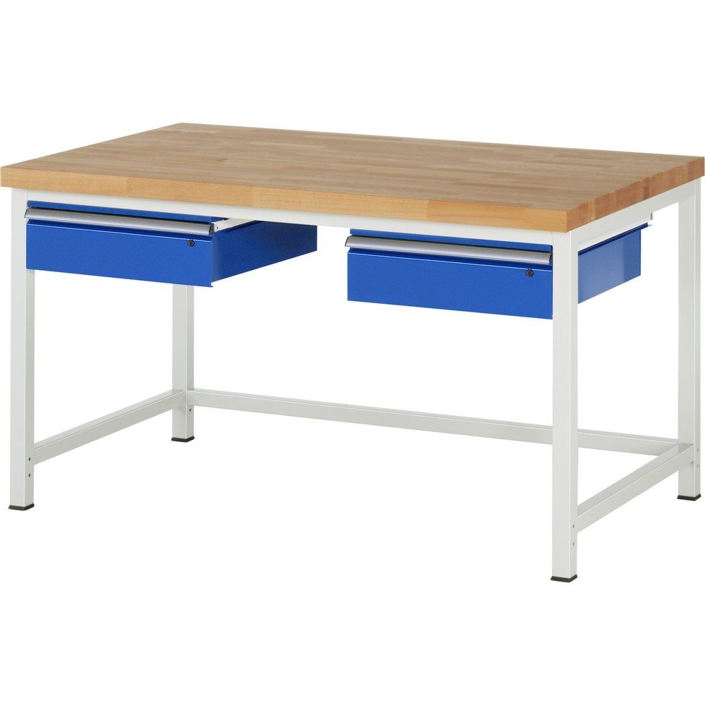 RAU Werkbank Serie 8000, HxBxT 840 x 1.500 x 900 mm, 2 Schubladen, Schubladen-TK 50 kg