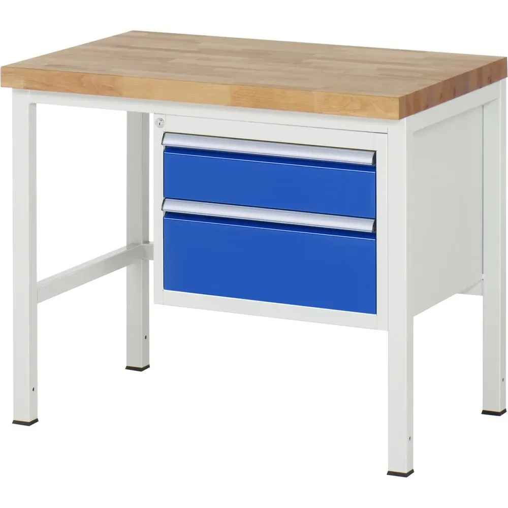 RAU Werkbank Serie 8000, HxBxT 840 x 1.000 x 700 mm, 2 x 100%-Auszug-Schubladen 1 x 150, 1 x 210 mm, Schubladen-TK 100 kg