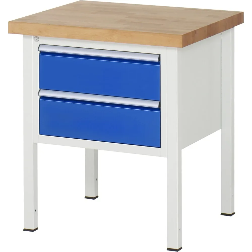 RAU Werkbank Serie 8000, HxBxT 840 x 750 x 700 mm, 2 x 100%-Auszug-Schubladen 2 x 180 mm, Schubladen-TK 100 kg