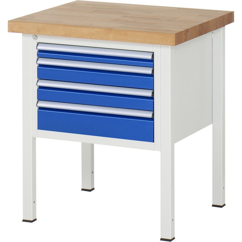 RAU Werkbank Serie 8000, HxBxT 840-1.040 x 750 x 700 mm, 4 x 100%-Auszug-Schubladen 1 x 60, 2 x 90, 1 x 120 mm, Breite 490 mm
