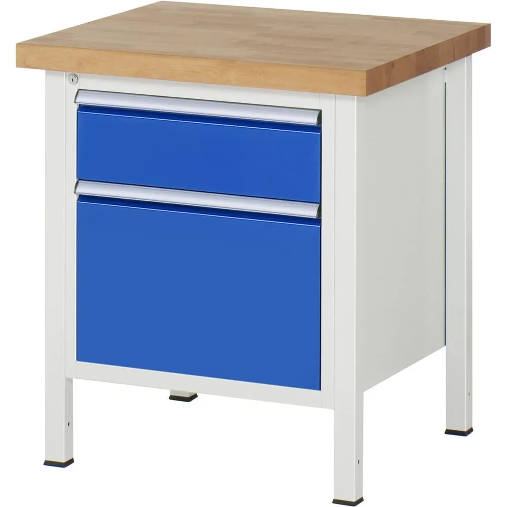 RAU Werkbank Serie 8000, HxBxT 840-1.040 x 750 x 700 mm, 2 x 90%-Auszug-Schubladen 1 x 180, 1 x 360 mm, Schubladen-TK 100 kg