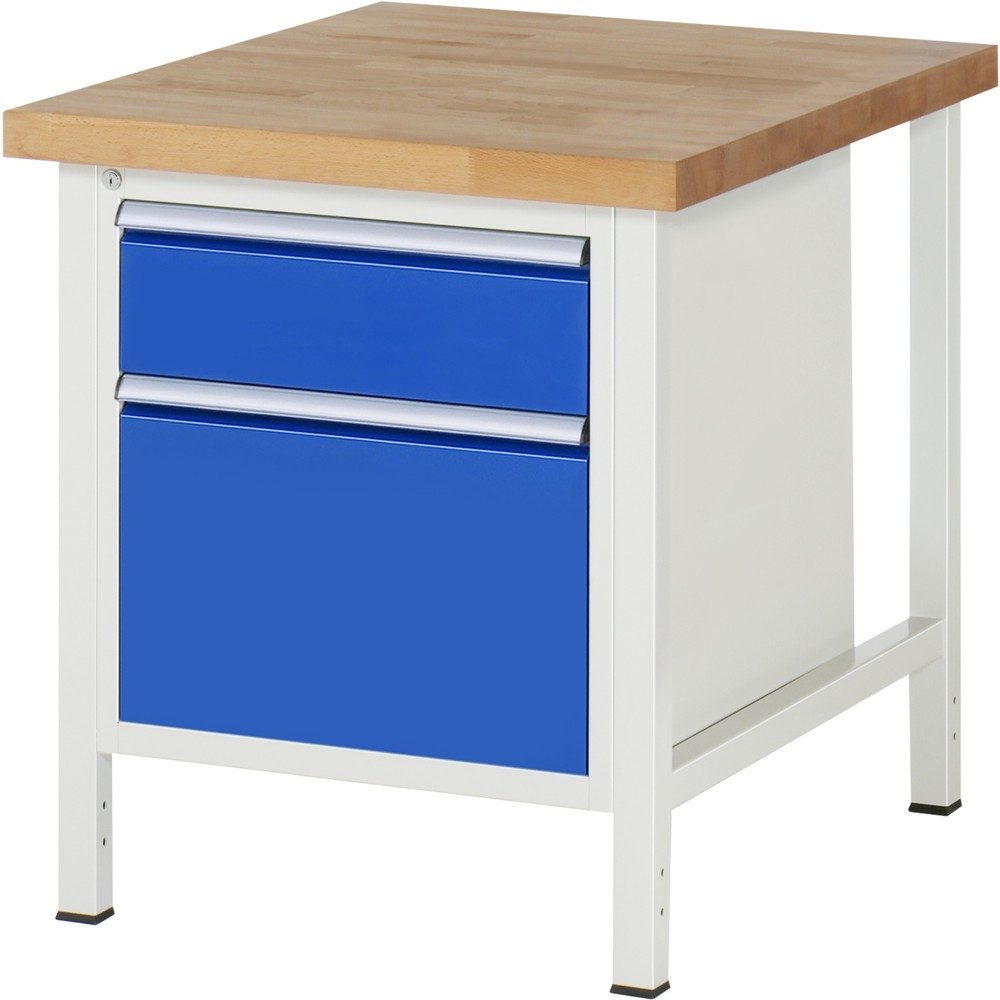 RAU Werkbank Serie 8000, HxBxT 840 x 750 x 900 mm, 2 x 90%-Auszug-Schubladen 1 x 180, 1 x 360 mm, Schubladen-TK 100 kg