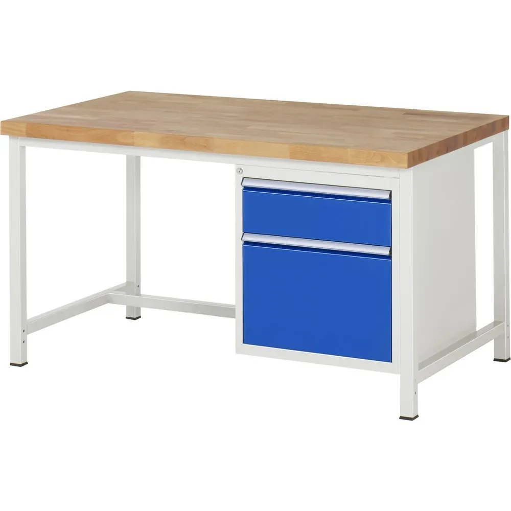 RAU Werkbank Serie 8000, HxBxT 840-1.040 x 1.500 x 900 mm, 2 x 90%-Auszug-Schubladen 1 x 180, 1 x 360 mm, Schubladen-TK 100 kg
