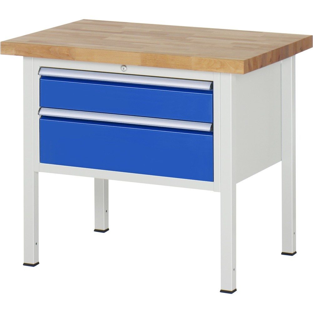 RAU Werkbank Serie 8000, HxBxT 840 x 1.000 x 700 mm, 4 x 90%-Auszug-Schubladen 4 x 90 mm, Schubladen-TK 75 kg