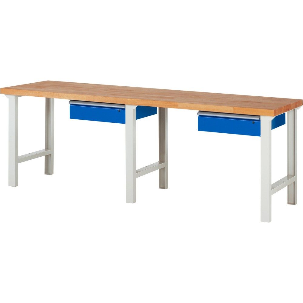 RAU Werkbank Serie 7000, HxBxT 840 x 2.500 x 700 mm, 2 Schubladen 2 x 150 mm