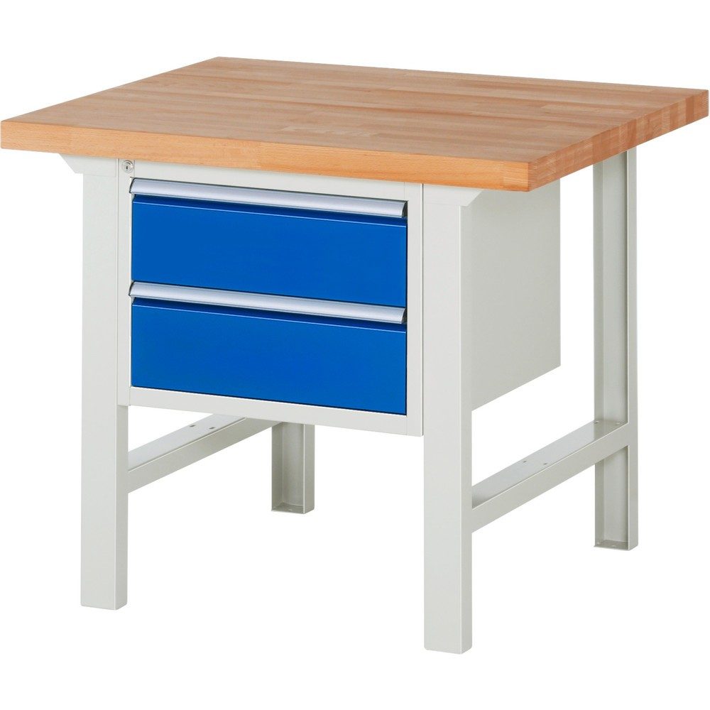 RAU Werkbank Serie 7000, 1 Container, HxBxT 840 x 1.000 x 900 mm, 2 x 90%-Auszug-Schubladen 2 x 180 mm