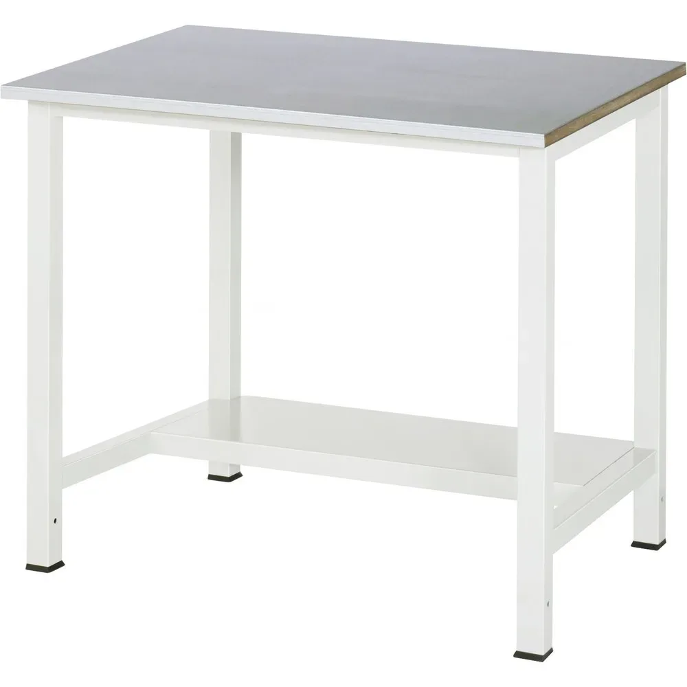 RAU Werktisch 900 mit Ablageboden Tiefe 320 mm, HxBxT 825 x 1.000 x 800 mm, Arbeitplatte Stahlblech-Belag