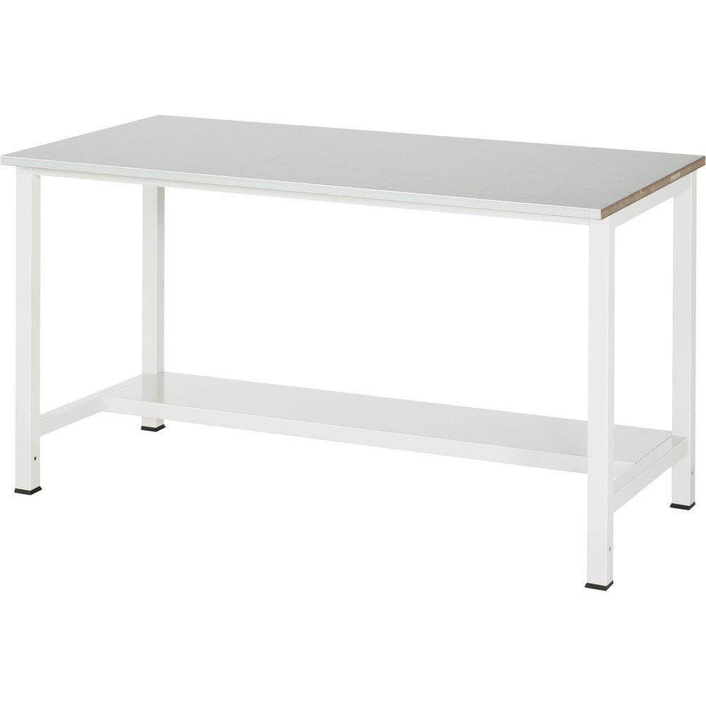 RAU Werktisch 900 mit Ablageboden Tiefe 320 mm, HxBxT 825 x 1.500 x 800 mm, Arbeitplatte Stahlblech-Belag