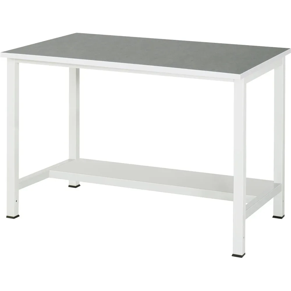 RAU Werktisch 900 mit Ablageboden Tiefe 320 mm, HxBxT 825 x 1.250 x 800 mm, Arbeitplatte Universal-/Linoleum-Belag