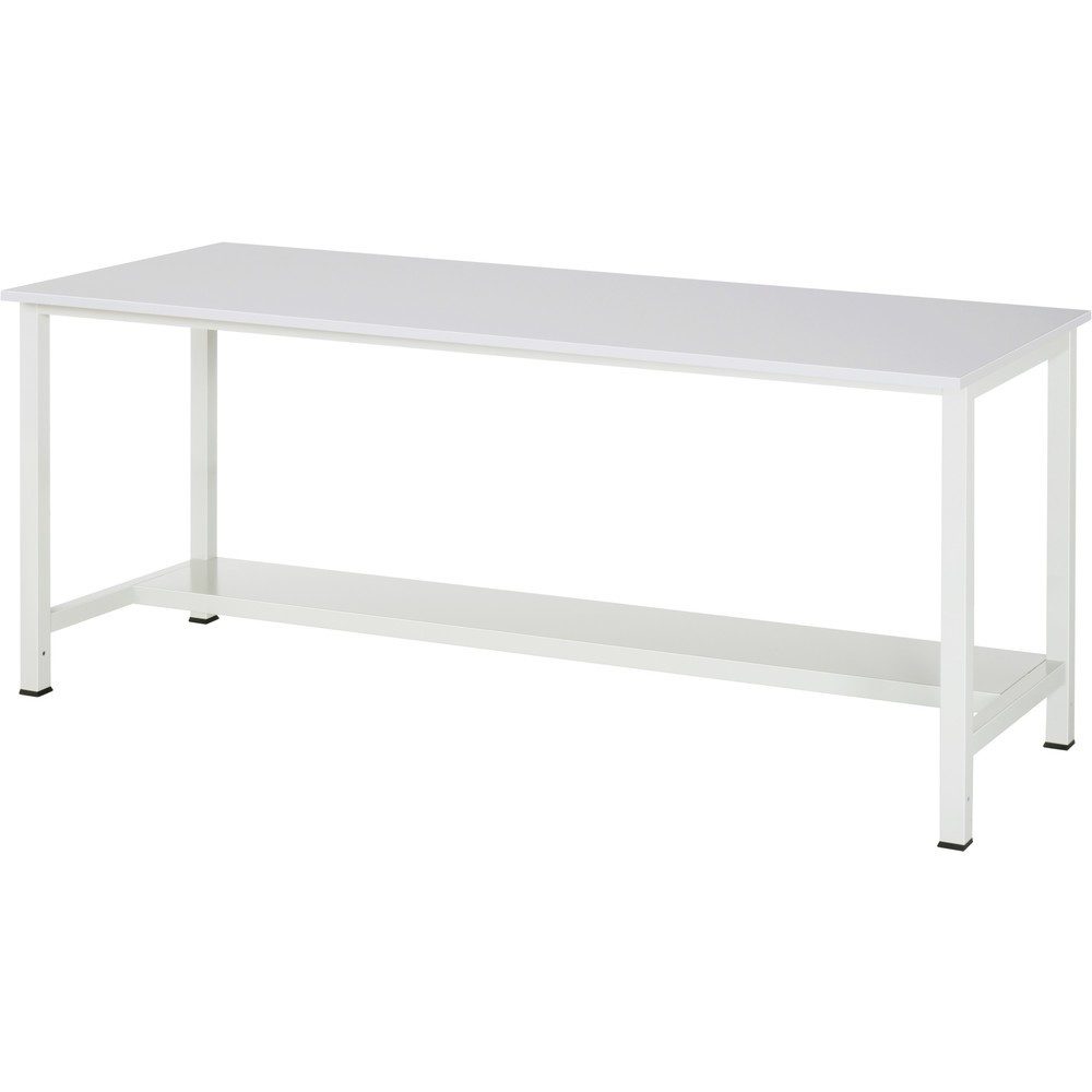 RAU Werktisch 900 mit Ablageboden Tiefe 320 mm, HxBxT 825 x 2.500 x 800 mm, Arbeitplatte EGB-Melamin-Belag
