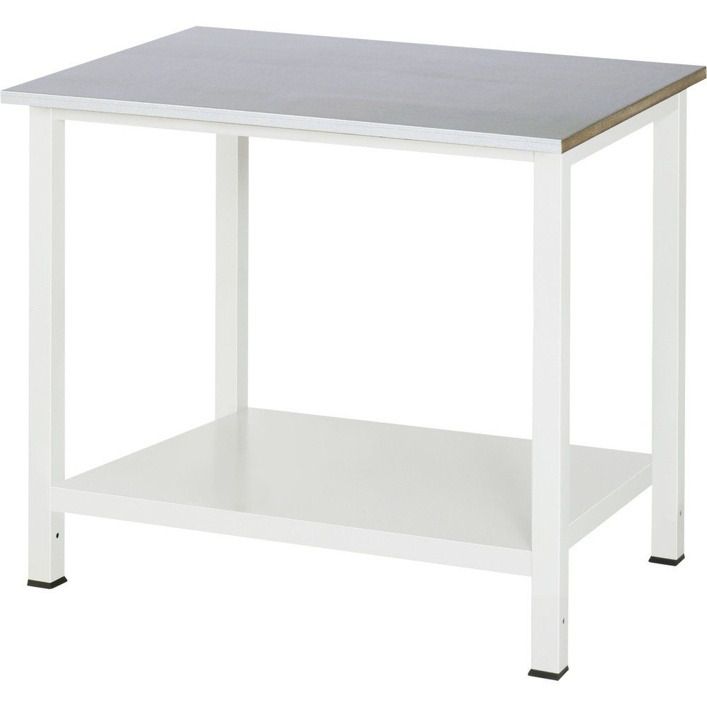 RAU Werktisch 900 mit Ablageboden Tiefe 650 mm, HxBxT 825 x 1.000 x 800 mm, Arbeitplatte Stahlblech-Belag