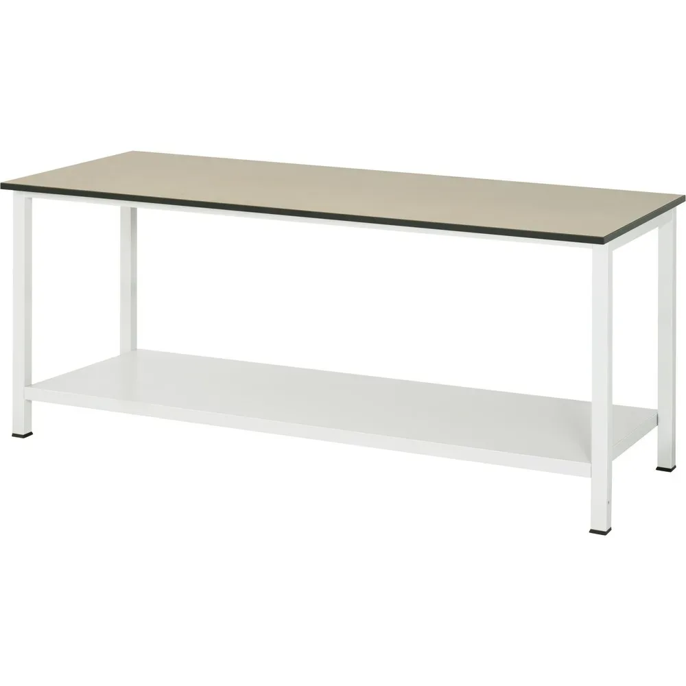 RAU Werktisch 900 mit Ablageboden Tiefe 650 mm, HxBxT 825 x 2.500 x 800 mm, MDF Arbeitsplatte