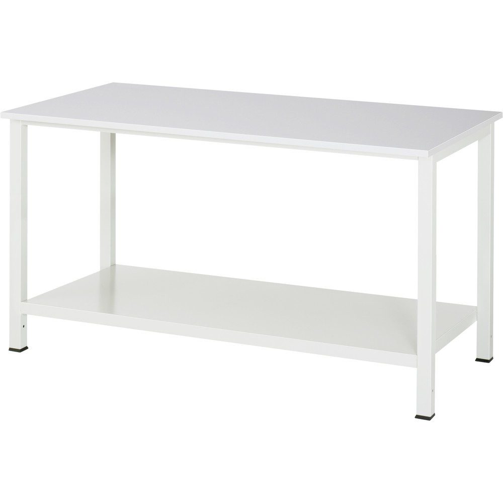 RAU Werktisch 900 mit Ablageboden Tiefe 650 mm, HxBxT 825 x 1.500 x 800 mm, Arbeitplatte Melamin-Belag