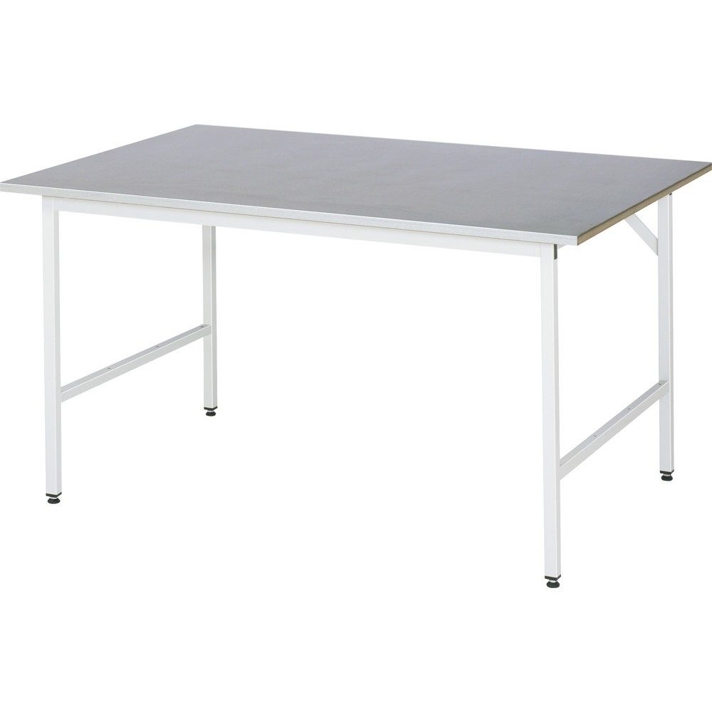 RAU höhenverstellbarer Werktisch Serie JERRY, HxBxT 800-850 x 1.500 x 1.000 mm, Arbeitsplatte Stahlblech-Belag
