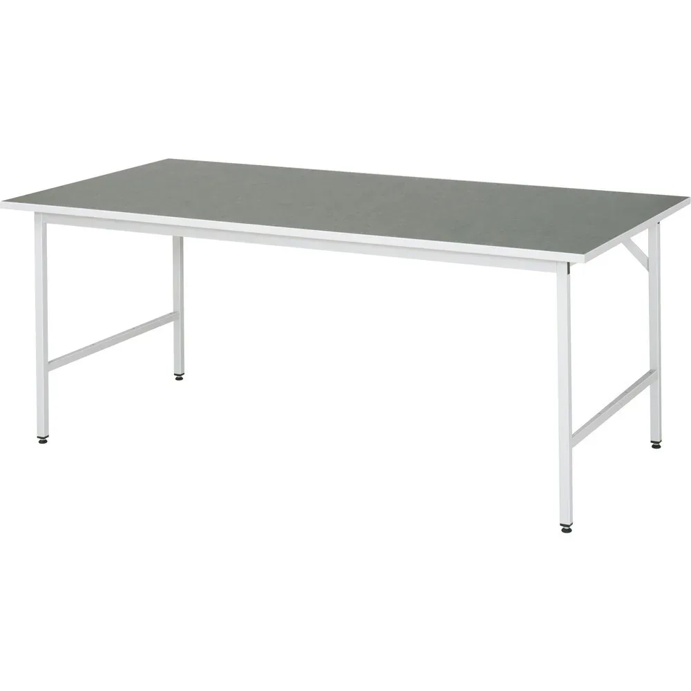 RAU höhenverstellbarer Werktisch Serie JERRY, HxBxT 800-850 x 2.500 x 1.000 mm, Arbeitsplatte Universal-/Linoleum-Belag