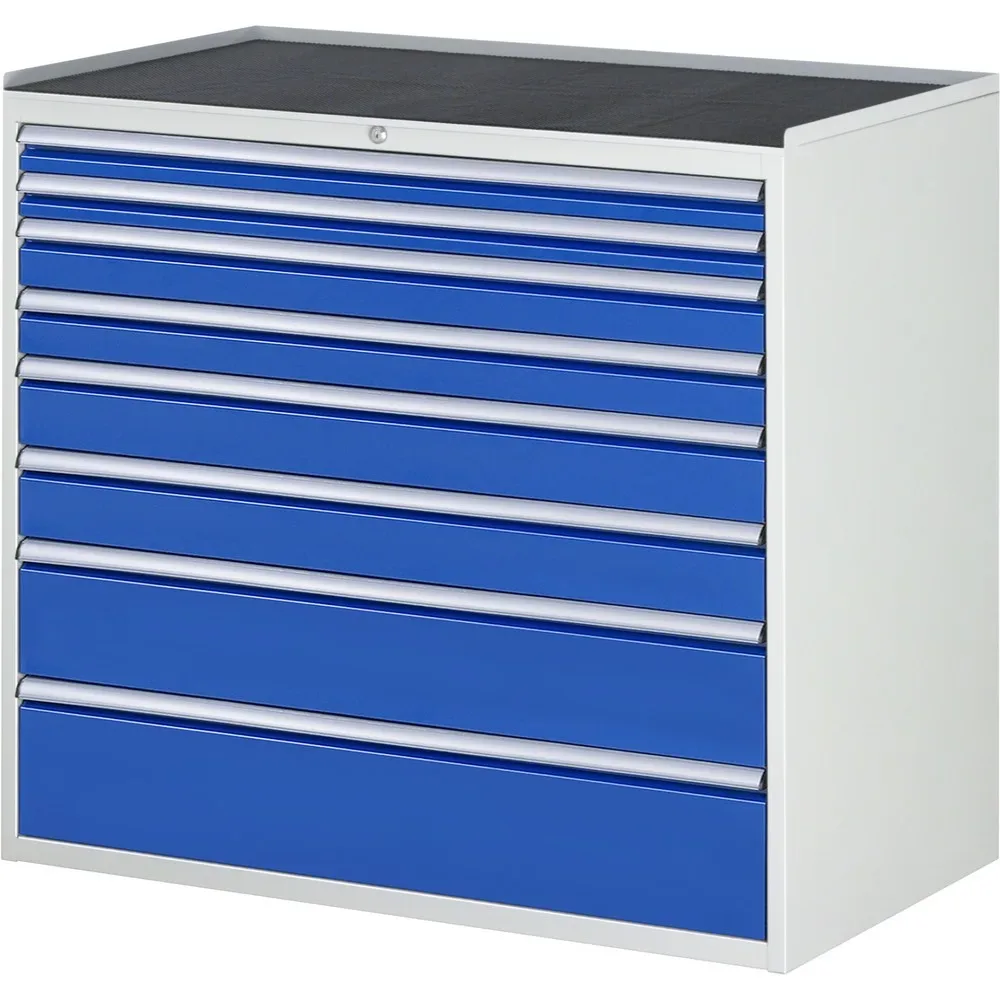 RAU Schubladenschrank Serie 7000, HxBxT 1.035 x 1.145 x 650 mm, 8 x 90%-Auszug-Schubladen 2 x 60, 2 x 90, 2 x 120, 1 x 180, 1 x 210 mm, Arbeitsplatte Metall
