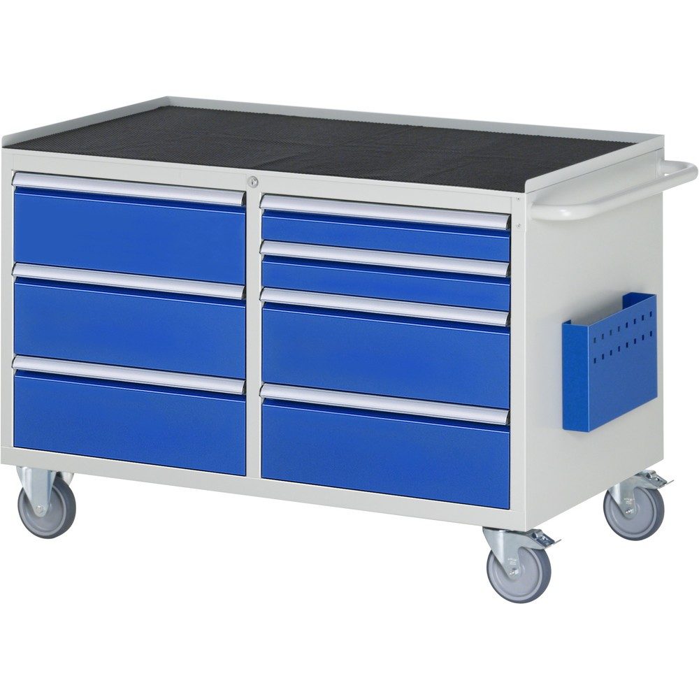 RAU Werkstattwagen Serie 7000, HxBxT 795 x 1.145 x 650 mm, 7 x 90%-Auszug-Schubladen, Arbeitsplatte Metall