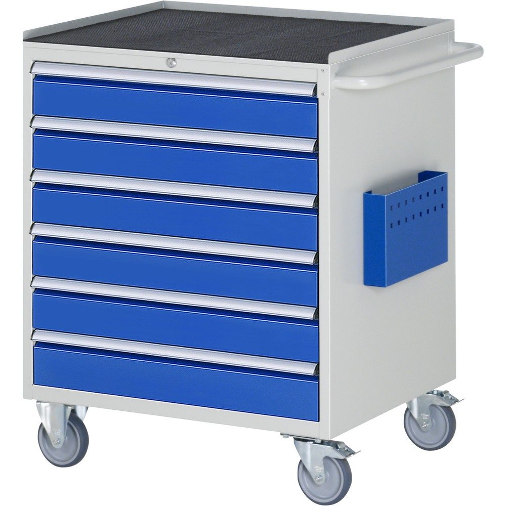 RAU Werkstattwagen Serie 7000, HxBxT 975 x 770 x 650 mm, 6 x 90%-Auszug-Schubladen 6 x 120 mm, Arbeitsplatte Metall