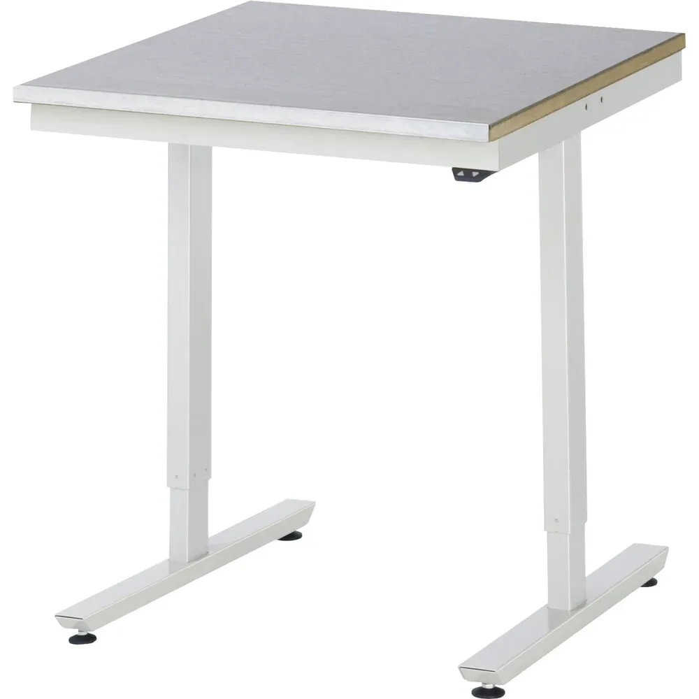 RAU elektrisch höhenverstellbarer Werktisch Serie adlatus 150, HxBxT 720-1.120 x 750 x 800 mm, Arbeitsplatte Stahlblech-Belag
