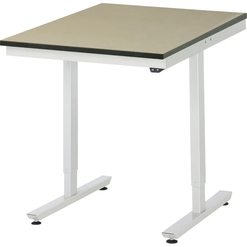 Rau Arbeitstisch Adlatus, elektrisch höhenverstellbar, 22 mm MDF-Platte, bis 150 kg, B 750 x T 1000 x H 720-1120 mm, braun/lichtgrau