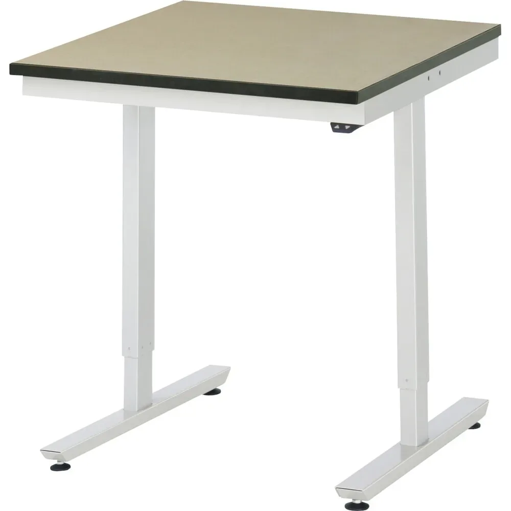 Rau Arbeitstisch Adlatus, elektrisch höhenverstellbar, 22 mm MDF-Platte, bis 150 kg, B 750 x T 800 x H 720-1120 mm, braun/lichtgrau