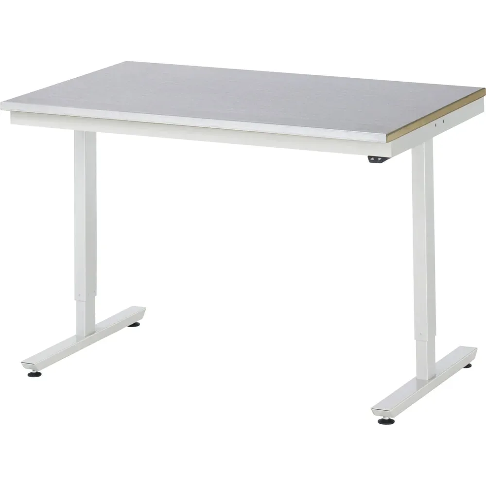 Rau Arbeitstisch Adlatus, elektrisch höhenverstellbar, 25 mm MDF-Platte, Stahlblechbelag, 150 kg, B 1250 x T 800 x H 720-1120 mm, silber/lichtgrau