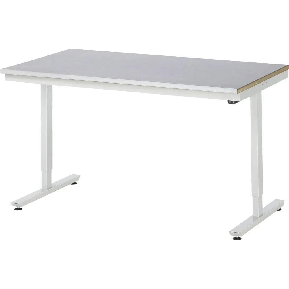 Rau Arbeitstisch Adlatus, elektrisch höhenverstellbar, 25 mm MDF-Platte, Stahlblechbelag, 150 kg, B 1500 x T 800 x H 720-1120 mm, silber/lichtgrau