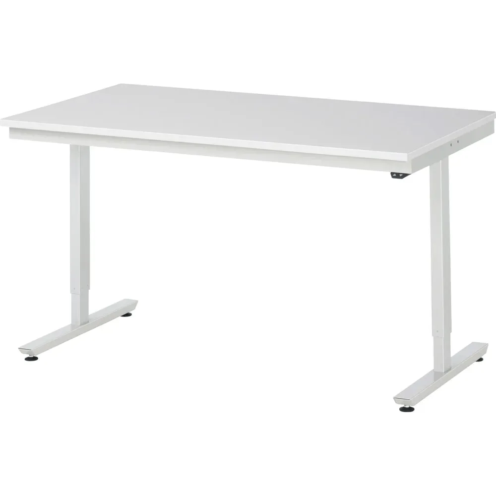 Rau Arbeitstisch Adlatus, elektrisch höhenverstellbar, 22 mm Spanplatte mit Melaminbelag, bis 150 kg, B 1500 x T 800 x H 720-1120 mm, lichtgrau