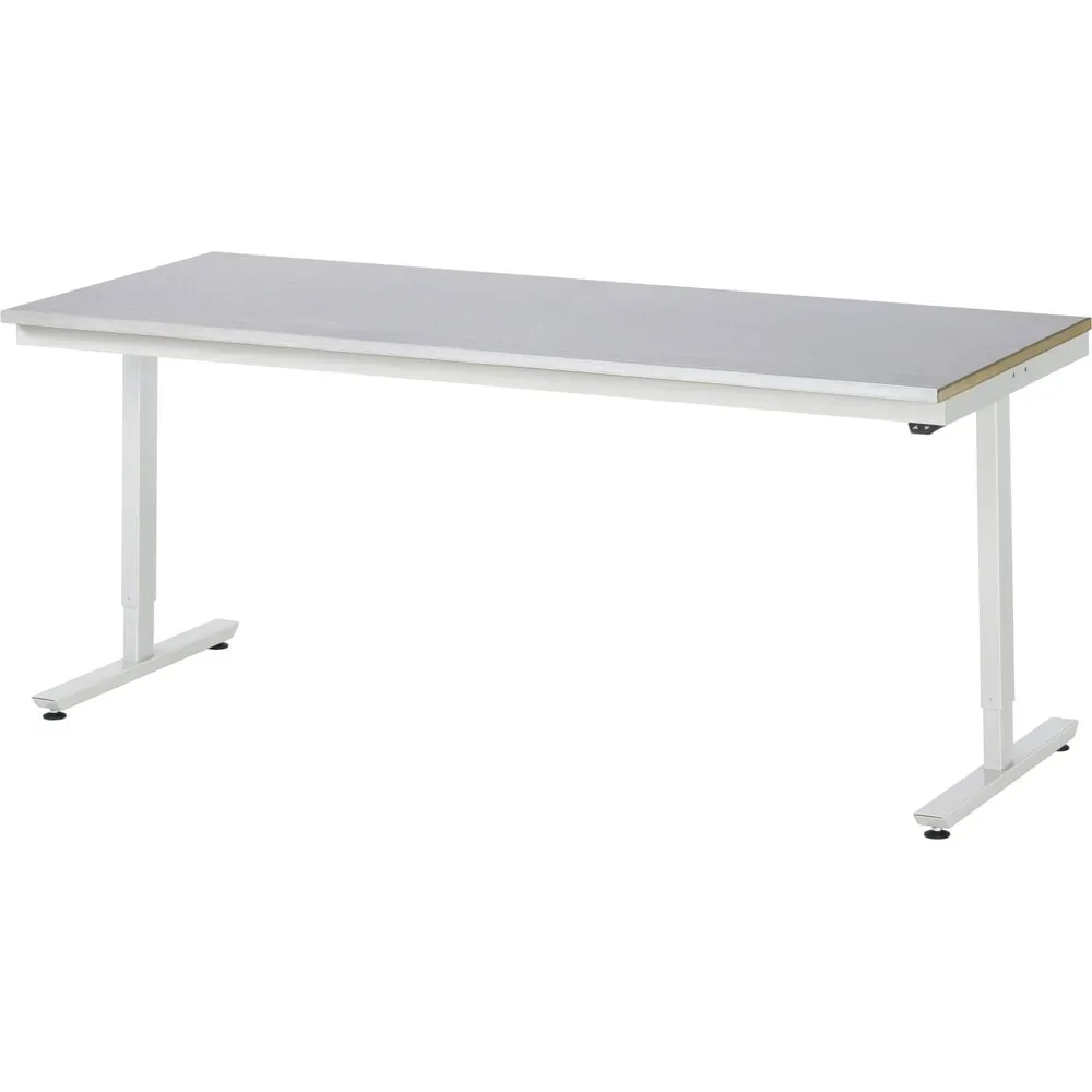 RAU elektrisch höhenverstellbarer Werktisch Serie adlatus 150, HxBxT 720-1.120 x 2.000 x 800 mm, Arbeitsplatte Edelstahlblech-Belag