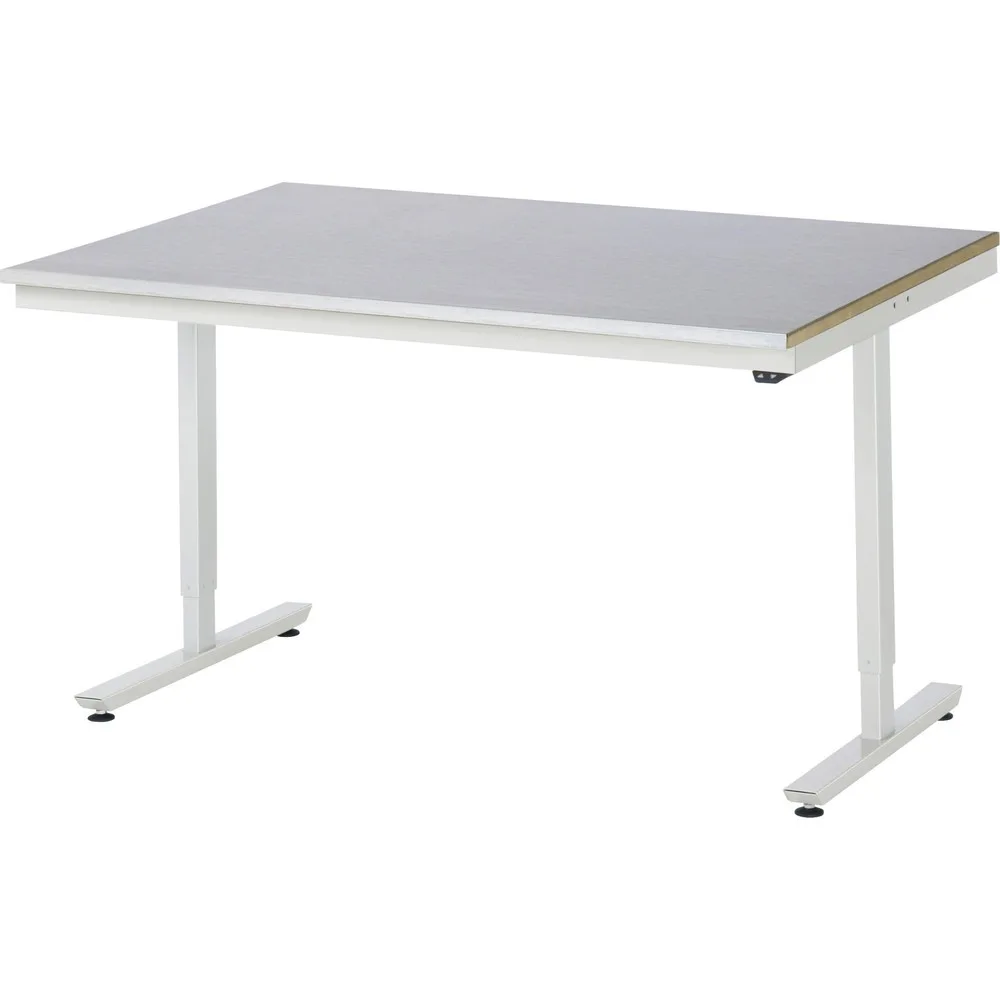 RAU elektrisch höhenverstellbarer Werktisch Serie adlatus 150, HxBxT 720-1.120 x 1.500 x 1.000 mm, Arbeitsplatte Edelstahlblech-Belag