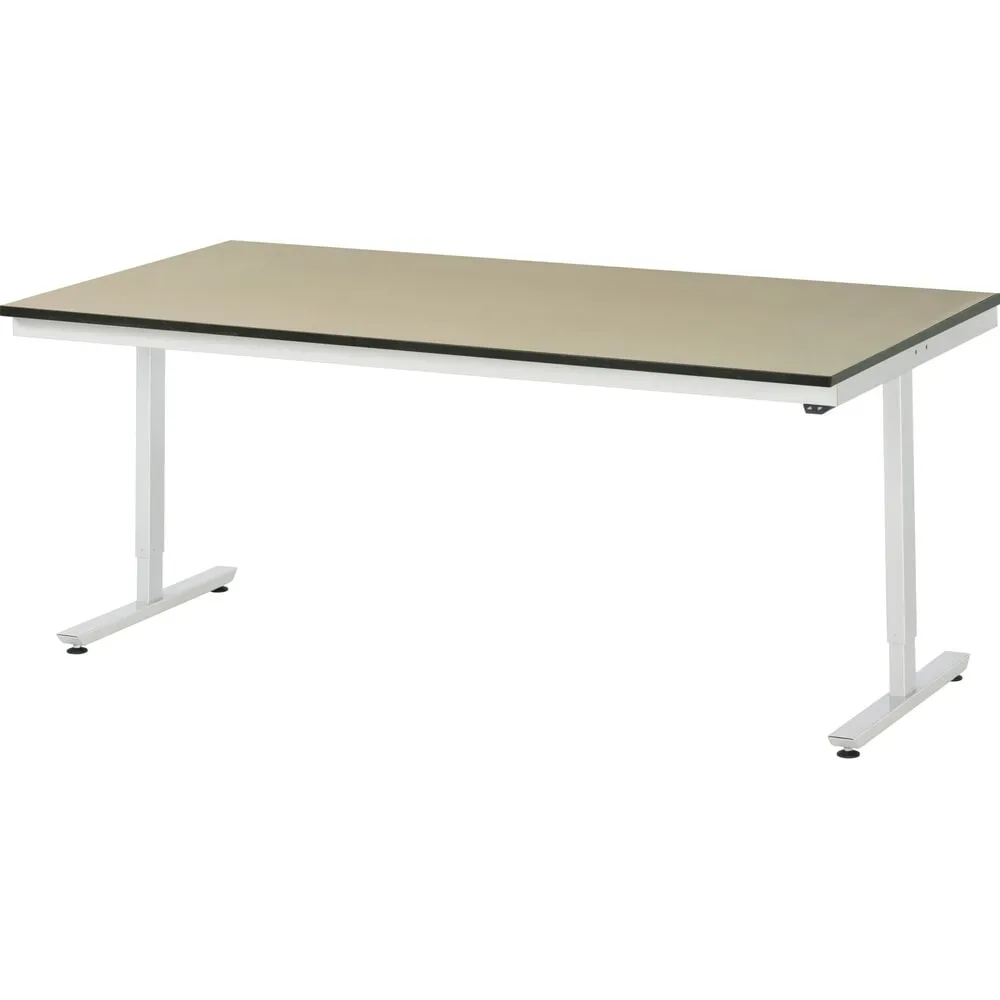 Rau Arbeitstisch Adlatus, elektrisch höhenverstellbar, 22 mm MDF-Platte, bis 150 kg, B 2000 x T 1000 x H 720-1120 mm, braun/lichtgrau