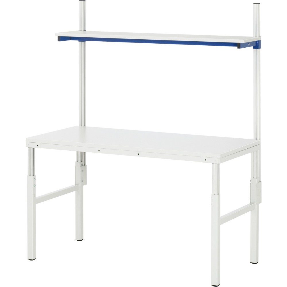 RAU Arbeitstisch Serie E, mit Etagenbord, HxBxT 650-1.000 x 1.800 x 900 mm, Arbeitsplatte EGB-Melamin-Belag