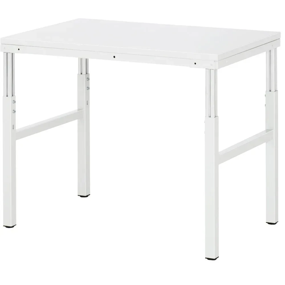 Rau Basistisch Serie E, manuell höhenverstellbar, 22 mm Spanplatte mit Melaminbelag, bis 450 kg, B 1000 x T 700 x H 650-1000 mm, lichtgrau
