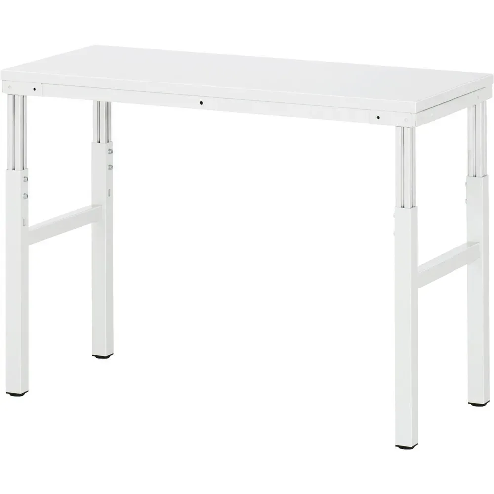 Rau Basistisch Serie E, manuell höhenverstellbar, 22 mm Spanplatte mit Melaminbelag, bis 450 kg, B 1200 x T 500 x H 650-1000 mm, lichtgrau