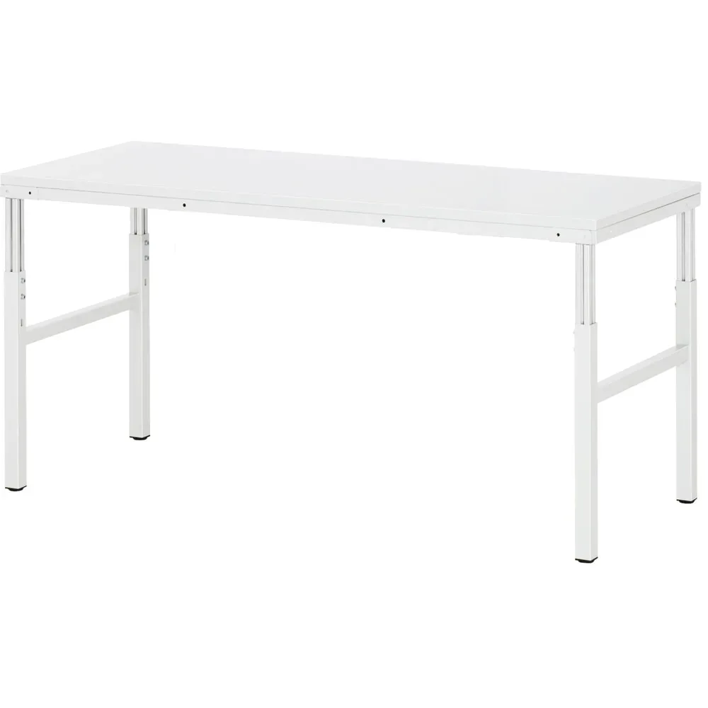 Rau Basistisch Serie E, manuell höhenverstellbar, 22 mm Spanplatte mit Melaminbelag, bis 450 kg, B 1800 x T 700 x H 650-1000 mm, lichtgrau