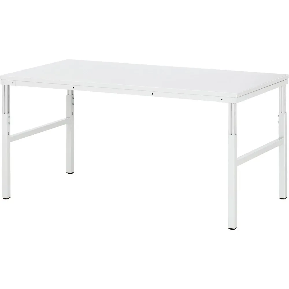 Rau Basistisch Serie E, manuell höhenverstellbar, 22 mm Spanplatte mit Melaminbelag, bis 450 kg, B 1800 x T 900 x H 650-1000 mm, lichtgrau