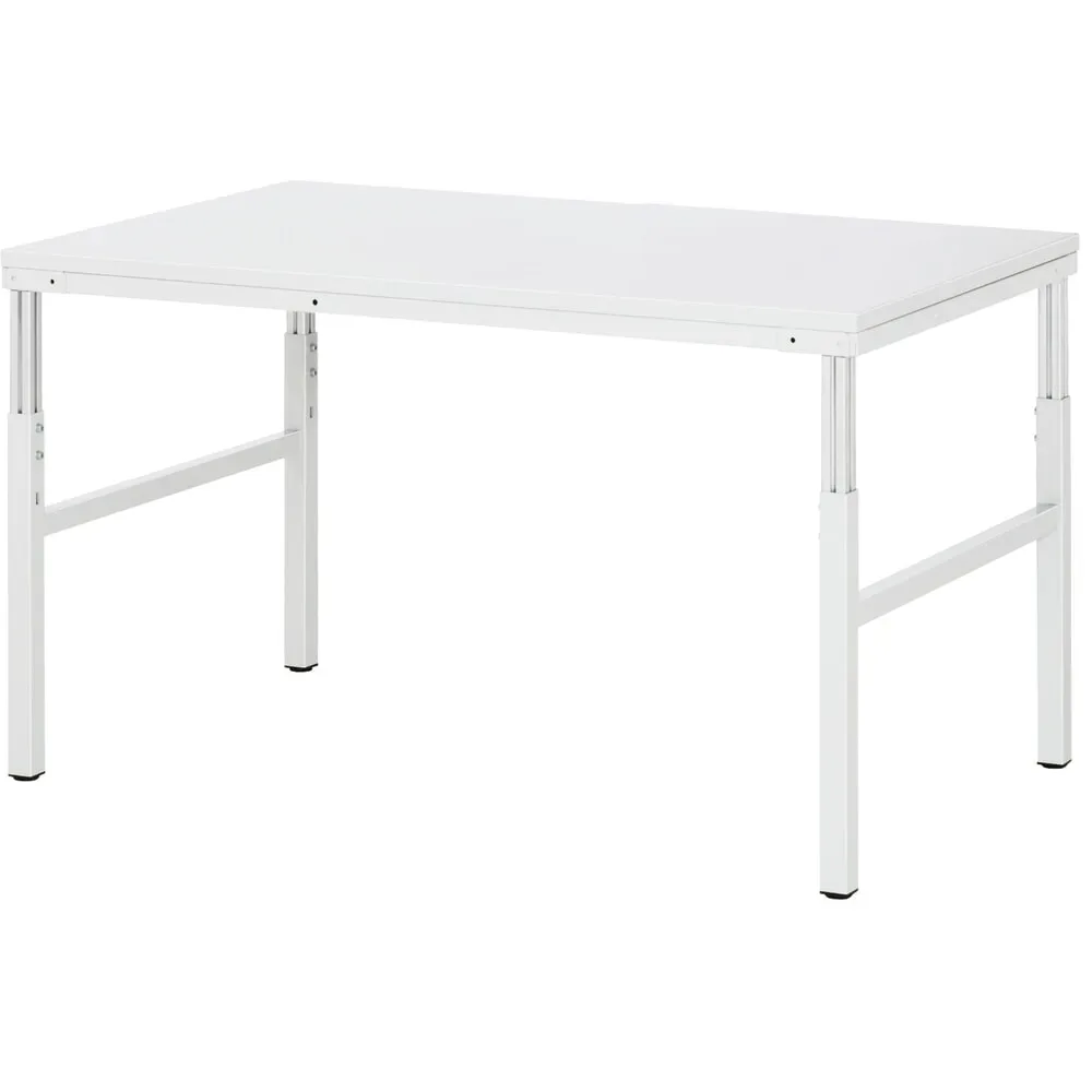 Rau Basistisch Serie E, manuell höhenverstellbar, 22 mm Spanplatte mit Melaminbelag, bis 450 kg, B 1500 x T 900 x H 650-1000 mm, lichtgrau