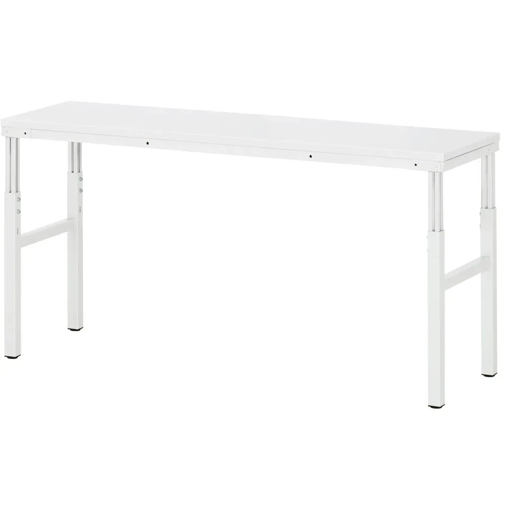 Rau Basistisch Serie E, manuell höhenverstellbar, 22 mm Spanplatte mit Melaminbelag, bis 450 kg, B 1800 x T 500 x H 650-1000 mm, lichtgrau