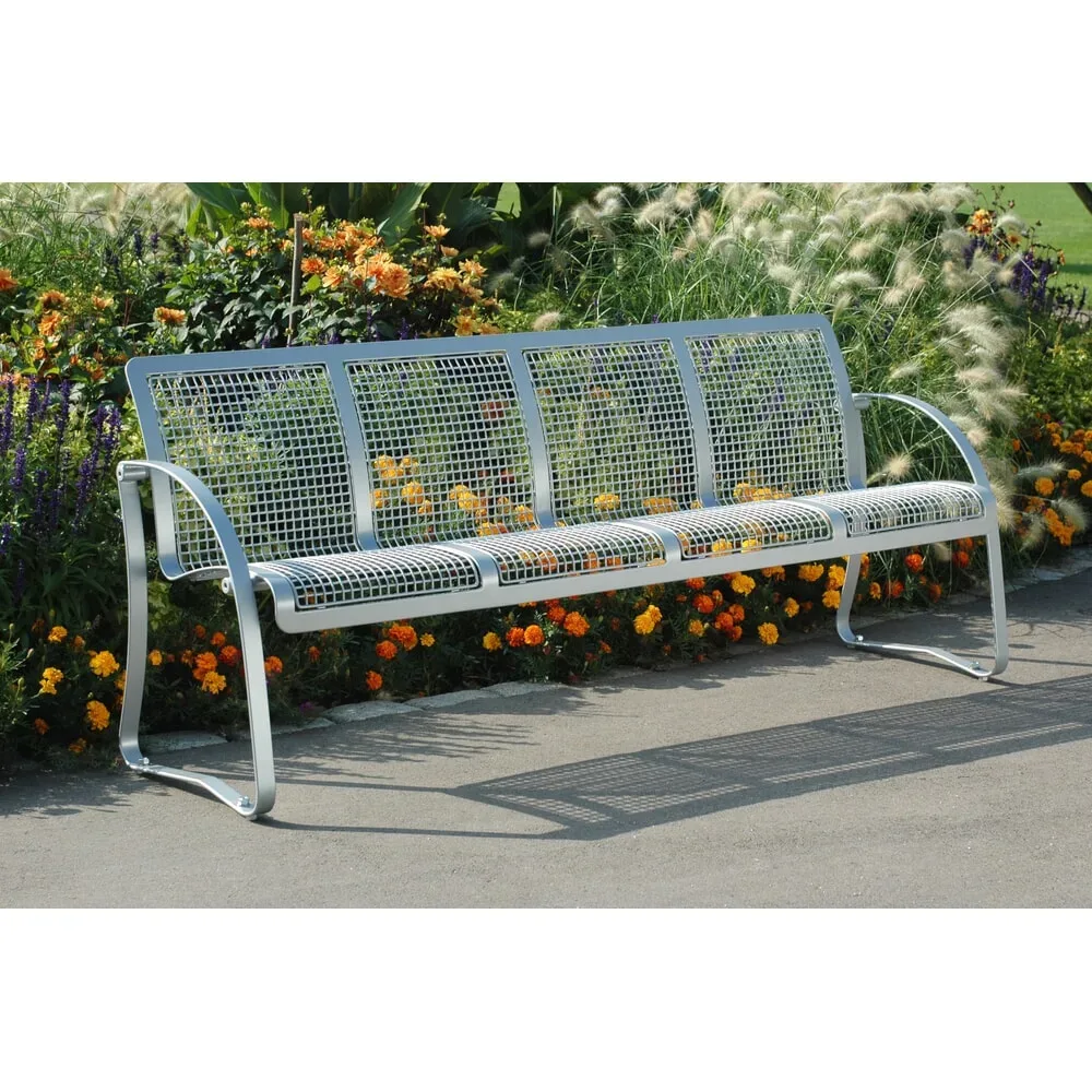 Drahtgitter-Sitzbank Alfo, 2 Sitze, mit Rückenlehne, umbragrau, graualuminium
