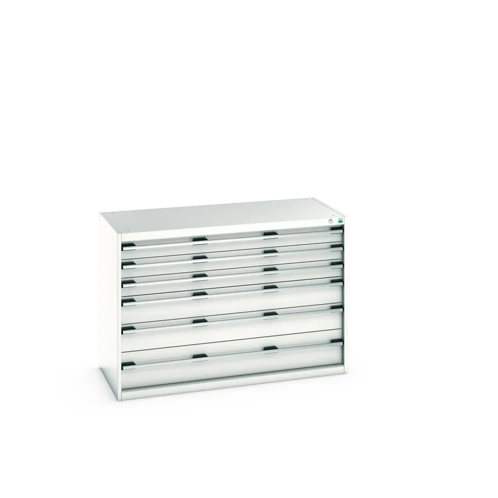 bott cubio Schubladenschrank, Schubladen 3x100 + 2x150 x 1x200 mm, TK je 75 kg, Breite 1.300 mm, lichtgrau