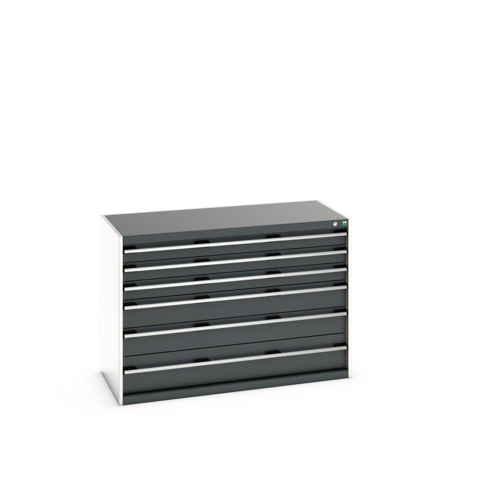bott cubio Schubladenschrank, Schubladen 3x100 + 2x150 + 1x200 mm, TK je 200 kg, Breite 1.300 mm, anthrazitgrau