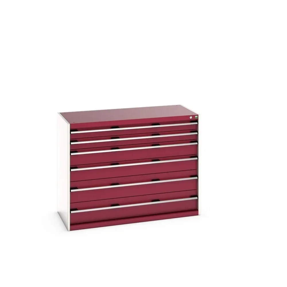 bott cubio Schubladenschrank, Schubladen 2x100 + 2x150 + 2x200 mm, TK je 200 kg, Breite 1.300 mm, purpurrot